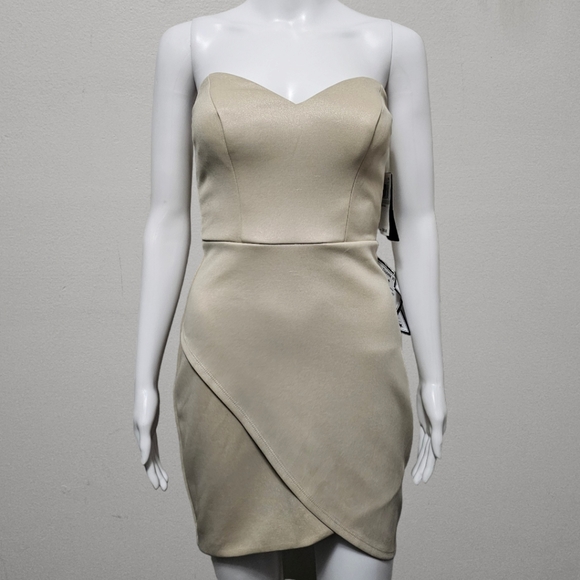 City Studio Champaigne Strapless Wrap Skirt Strapless Dress Size 1 - Picture 2 of 9